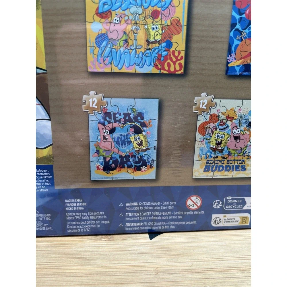 NEW‎ SpongeBob SquarePants 7 Wood Puzzles Nickelodeon Ages 4+ Spin Masters